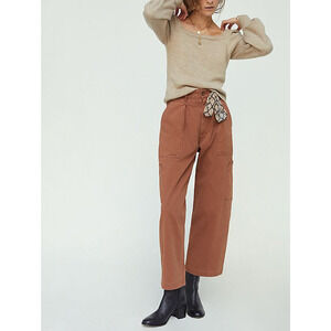 Agolde 'Windowpane' Brown Cotton Pants Size 24